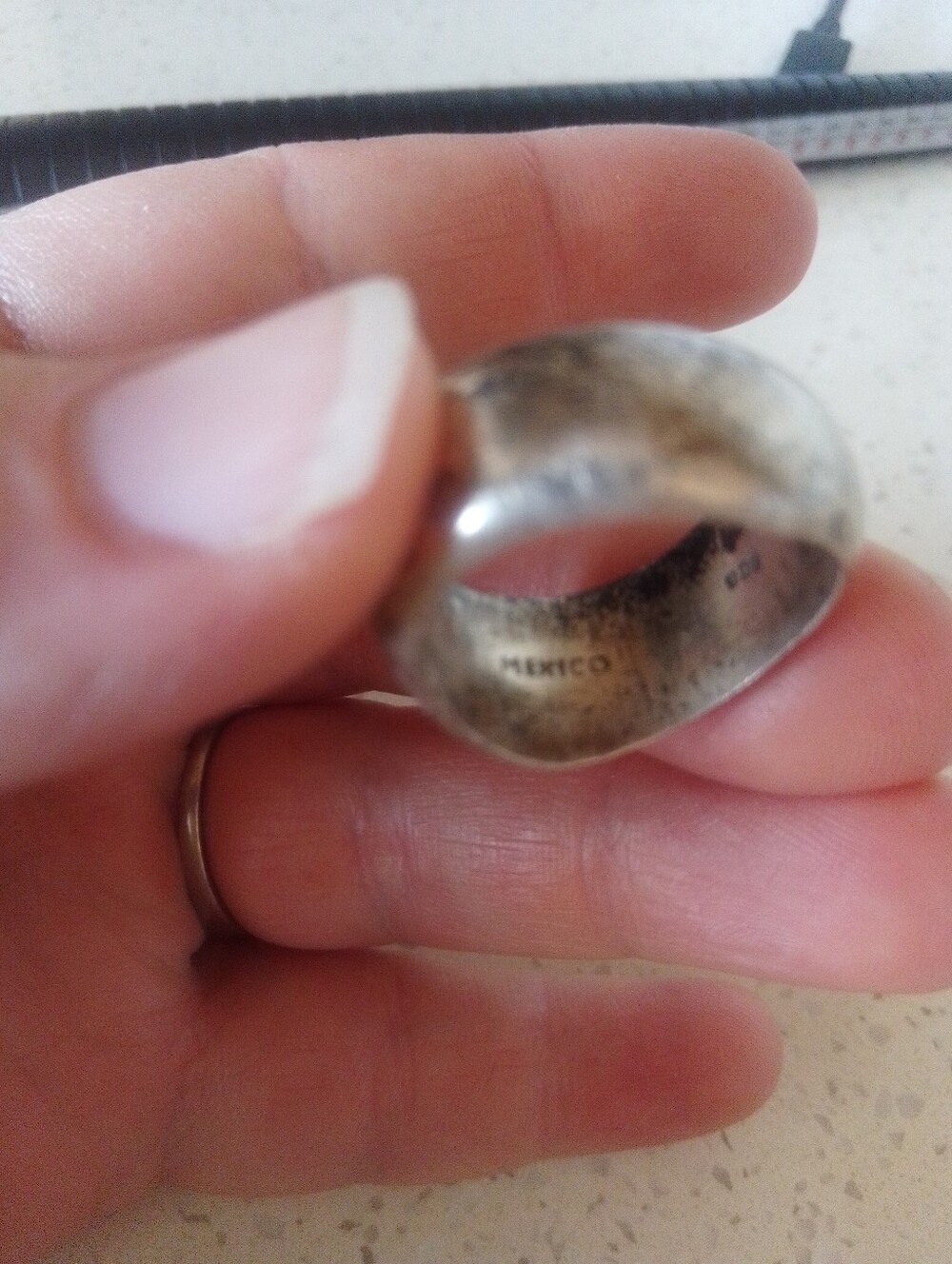 Unique Mexico 925 Vintage Thick Wavy Ring